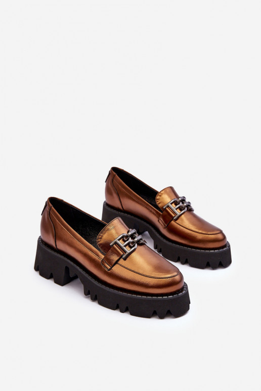 apavi Mokasīni ar ornamentiem Laura Messi 2699 Zelta krāsas    apavi Mokasīni ar ornamentiem Laura Messi 2699 Zelta krāsas