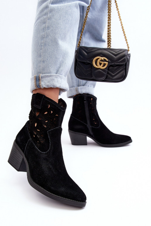 zamšādas kovboju stila puszābaki  D&A SN622-20 Melns