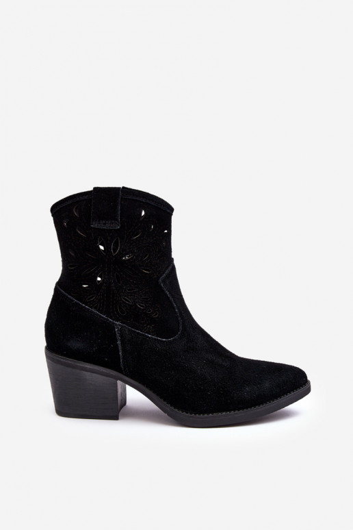 zamšādas kovboju stila puszābaki  D&A SN622-20 Melns