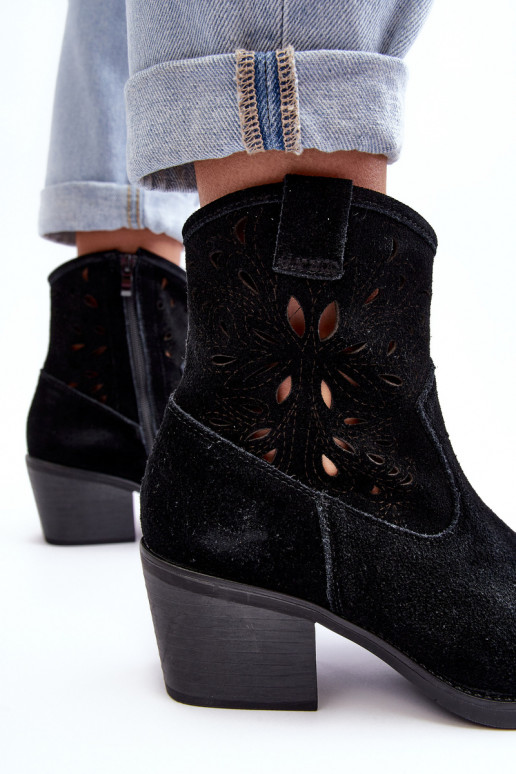 zamšādas kovboju stila puszābaki  D&A SN622-20 Melns