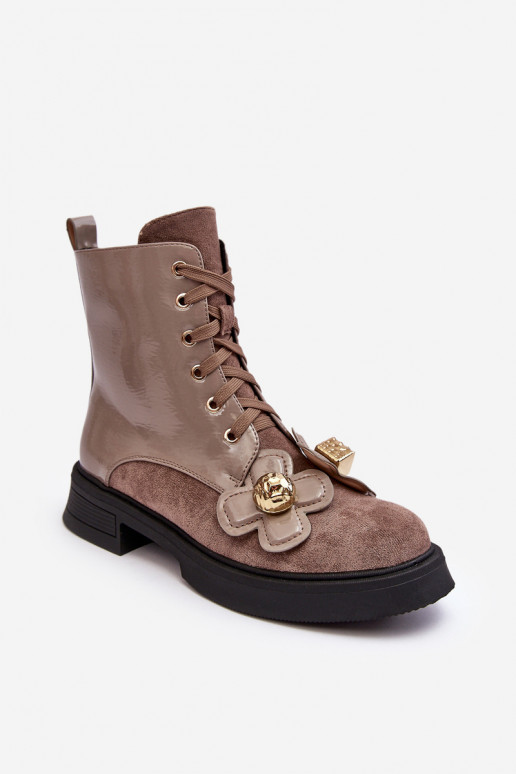   Sieviešu puszābaki ar rāvējslēdzējiem  D&A MR870-76 Pelēkas krāsas-brūnas krāsas