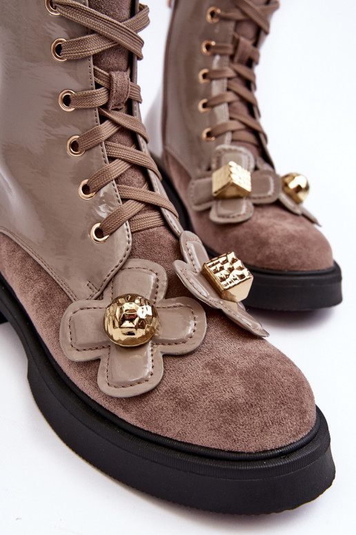   Sieviešu puszābaki ar rāvējslēdzējiem  D&A MR870-76 Pelēkas krāsas-brūnas krāsas