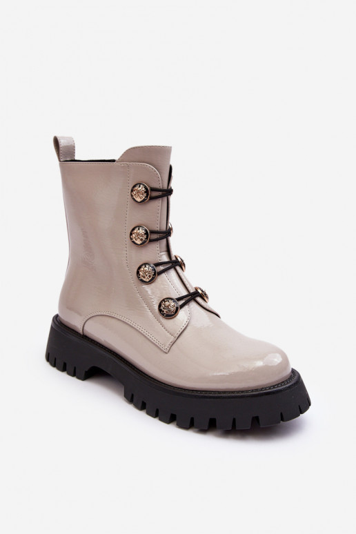  siltināti Sieviešu puszābaki  Guzikami D&A MR870-51 Ziloņkaula krāsas