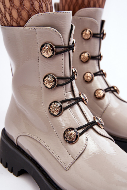  siltināti Sieviešu puszābaki  Guzikami D&A MR870-51 Ziloņkaula krāsas