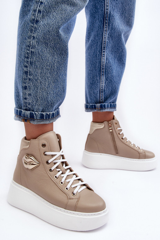 sieviešu puszābaki  ar rāvējslēdzējiem Lemar smilšu krāsas Katerin