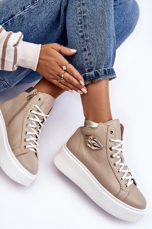 sieviešu puszābaki  ar rāvējslēdzējiem Lemar smilšu krāsas Katerin