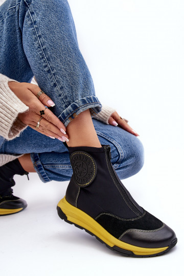 Sieviešu puszābaki no dabīgas ādas ar rāvējslēdzējiem  06297-01 Melns