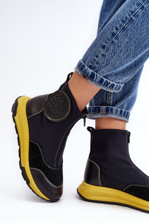 Sieviešu puszābaki no dabīgas ādas ar rāvējslēdzējiem  06297-01 Melns