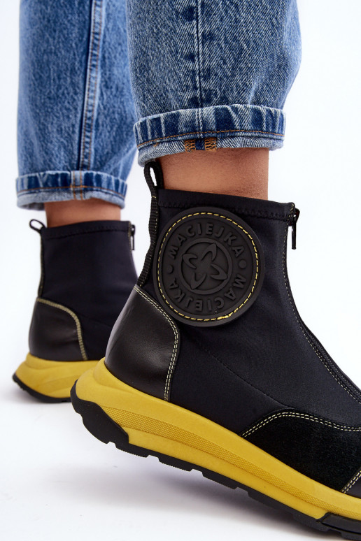 Sieviešu puszābaki no dabīgas ādas ar rāvējslēdzējiem  06297-01 Melns