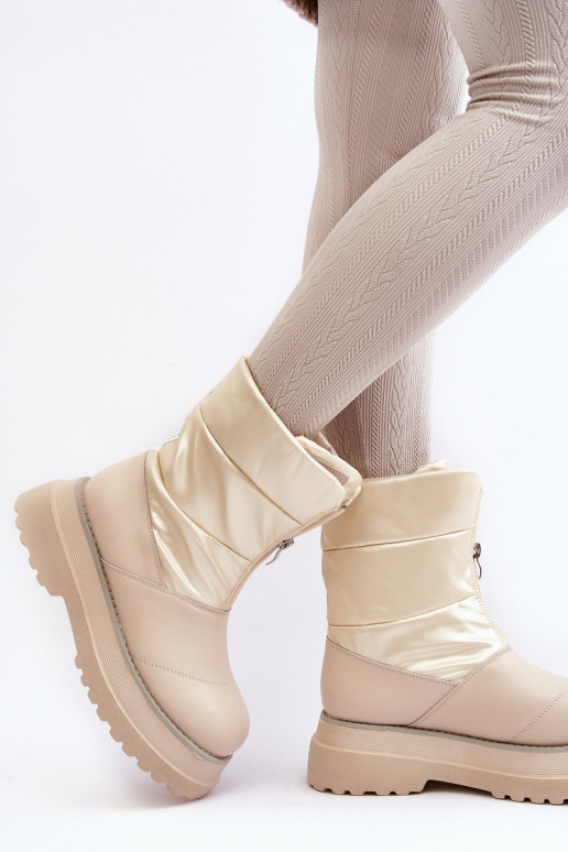 sniega apavi  ar masīvu zoli ar rāvējslēdzējiem GOE MM2N4079 smilšu krāsas