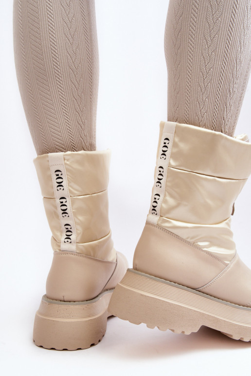 sniega apavi  ar masīvu zoli ar rāvējslēdzējiem GOE MM2N4079 smilšu krāsas