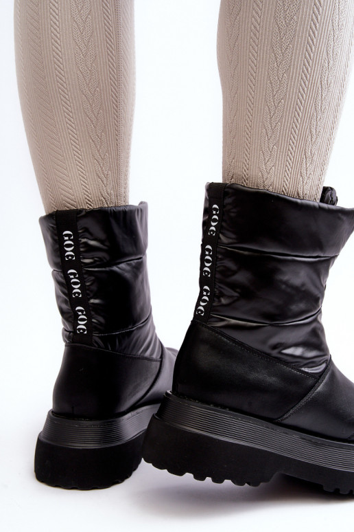 sniega apavi  ar masīvu zoli ar rāvējslēdzējiem GOE MM2N4078 Melns