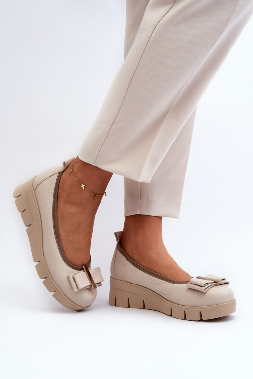 Balerīnas   ar platformu ar ornamentiem ziloņkaula krāsas  3384 Balerīnas   ar platformu ar ornamentiem ziloņkaula krāsas  3384