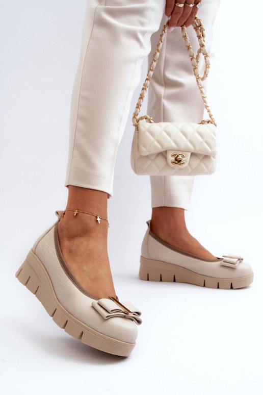 Balerīnas   ar platformu ar ornamentiem ziloņkaula krāsas  3384 Balerīnas   ar platformu ar ornamentiem ziloņkaula krāsas  3384