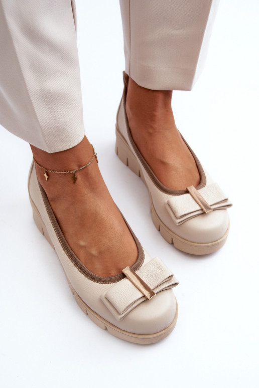 Balerīnas   ar platformu ar ornamentiem ziloņkaula krāsas  3384 Balerīnas   ar platformu ar ornamentiem ziloņkaula krāsas  3384