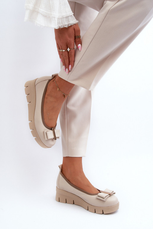 Balerīnas   ar platformu ar ornamentiem ziloņkaula krāsas  3384 Balerīnas   ar platformu ar ornamentiem ziloņkaula krāsas  3384