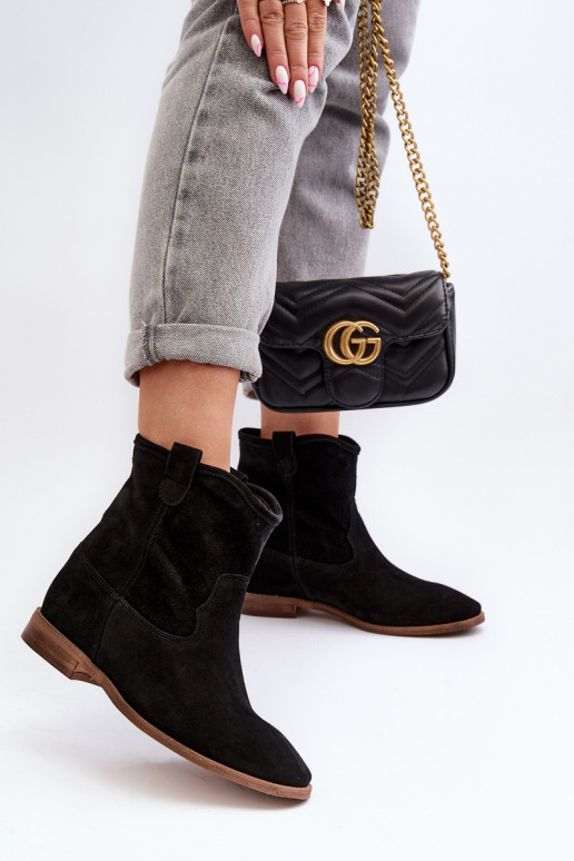 Zazoo 2326 zamšādas  Sieviešu puszābaki Melns