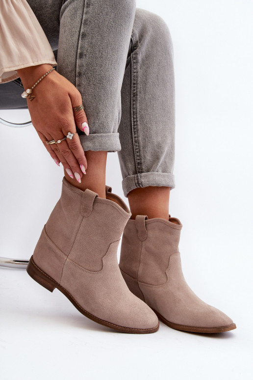 Zazoo 2326 zamšādas  Sieviešu puszābaki smilšu krāsas