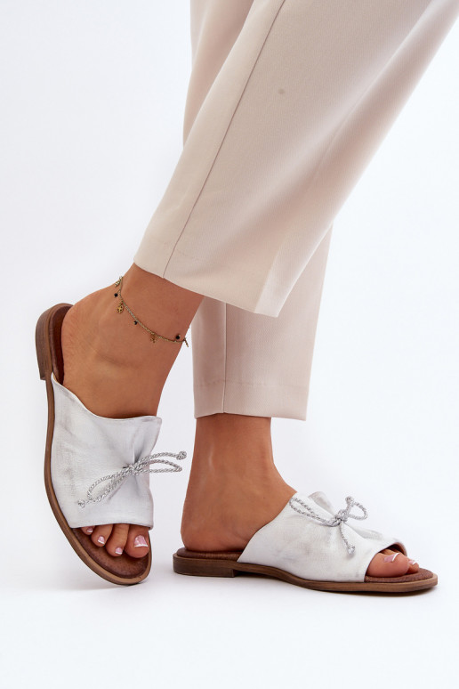 Zazoo 2659 Čibas no dabīgas ādas  Sudraba krāsas Zazoo 2659 Čibas no dabīgas ādas  Sudraba krāsas