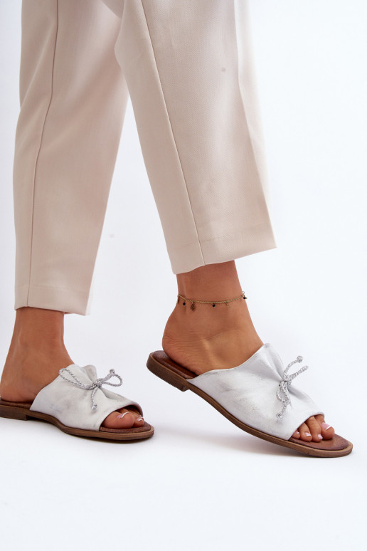 Zazoo 2659 Čibas no dabīgas ādas  Sudraba krāsas Zazoo 2659 Čibas no dabīgas ādas  Sudraba krāsas