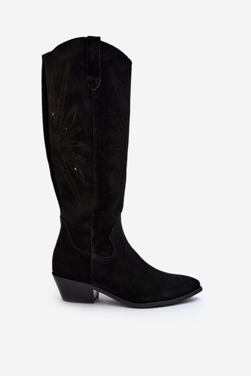 Zazoo 2909 zamšādas garie zābaki   Melns