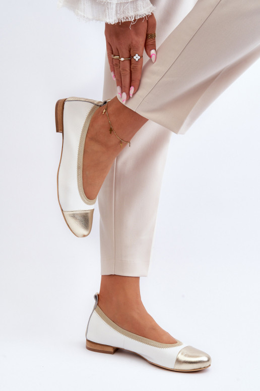 Zazoo 2890 Balerīnas  Baltas-Zelta krāsas Zazoo 2890 Balerīnas  Baltas-Zelta krāsas