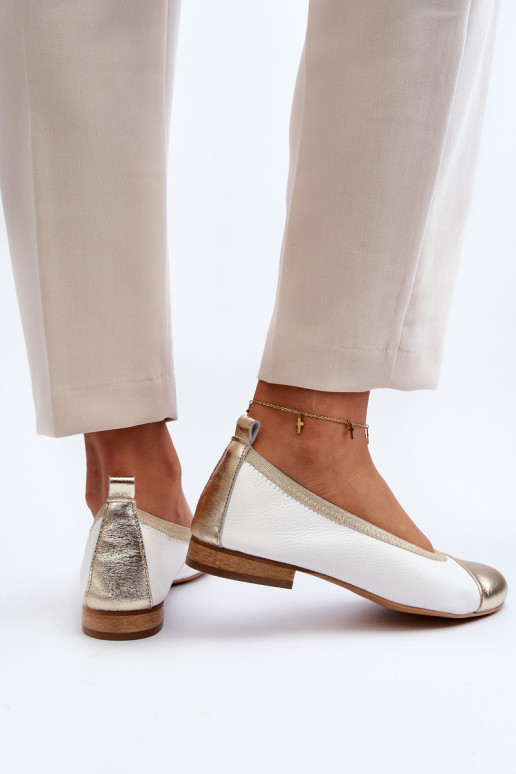 Zazoo 2890 Balerīnas  Baltas-Zelta krāsas Zazoo 2890 Balerīnas  Baltas-Zelta krāsas