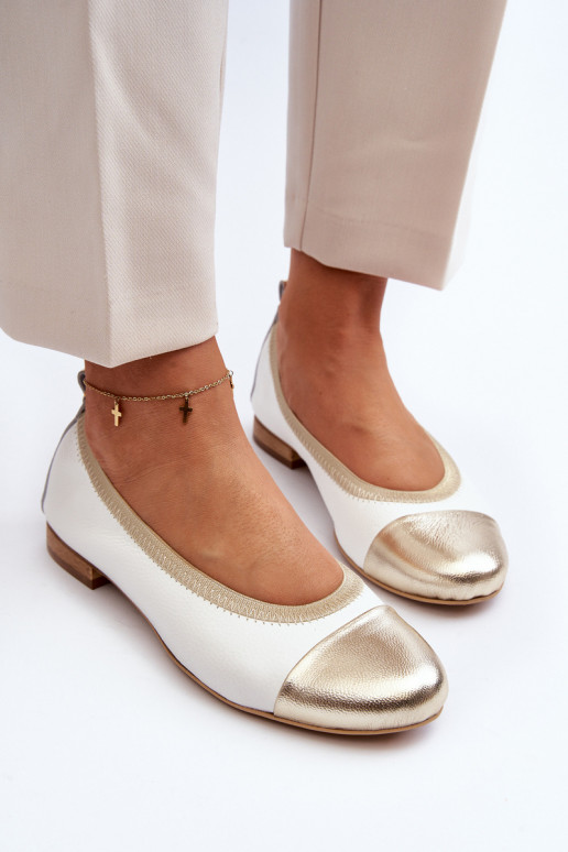 Zazoo 2890 Balerīnas  Baltas-Zelta krāsas Zazoo 2890 Balerīnas  Baltas-Zelta krāsas