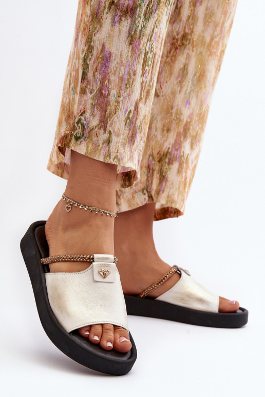 Zazoo 2896 sieviešu čības   Baltas-Zelta krāsas Zazoo 2896 sieviešu čības   Baltas-Zelta krāsas