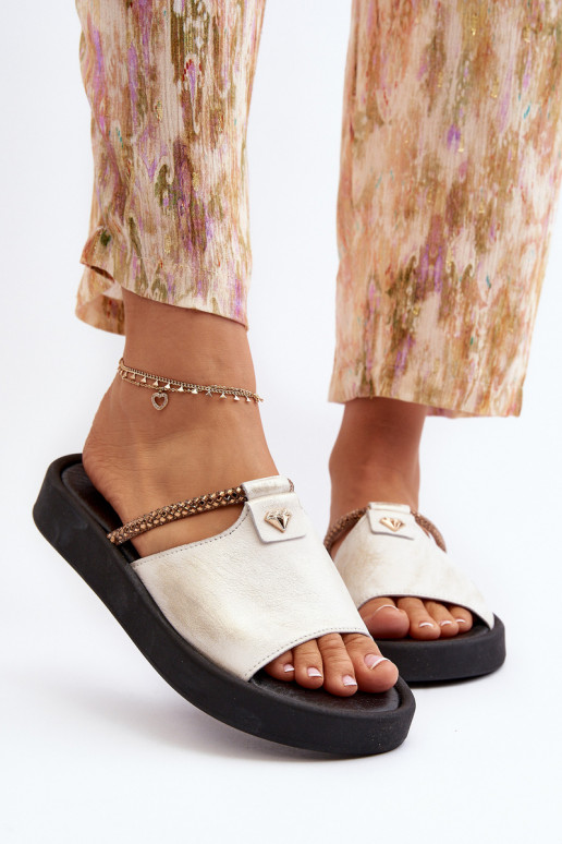 Zazoo 2896 sieviešu čības   Baltas-Zelta krāsas Zazoo 2896 sieviešu čības   Baltas-Zelta krāsas