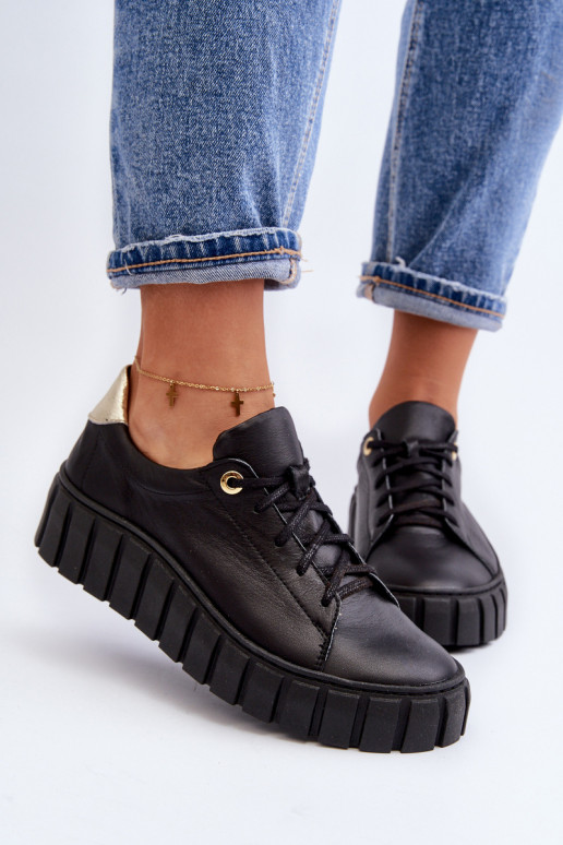 Zazoo 2919    apavi ar masīvu zoli Melns Zazoo 2919    apavi ar masīvu zoli Melns