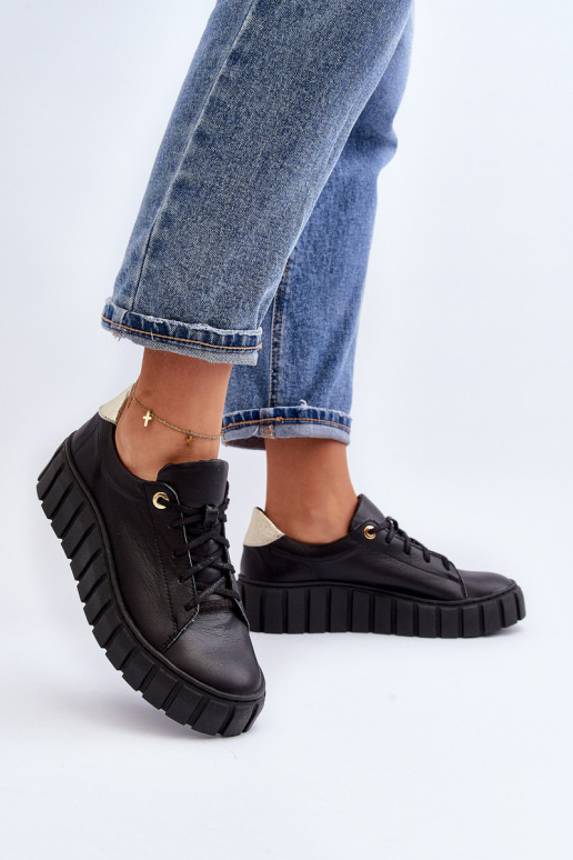 Zazoo 2919    apavi ar masīvu zoli Melns Zazoo 2919    apavi ar masīvu zoli Melns