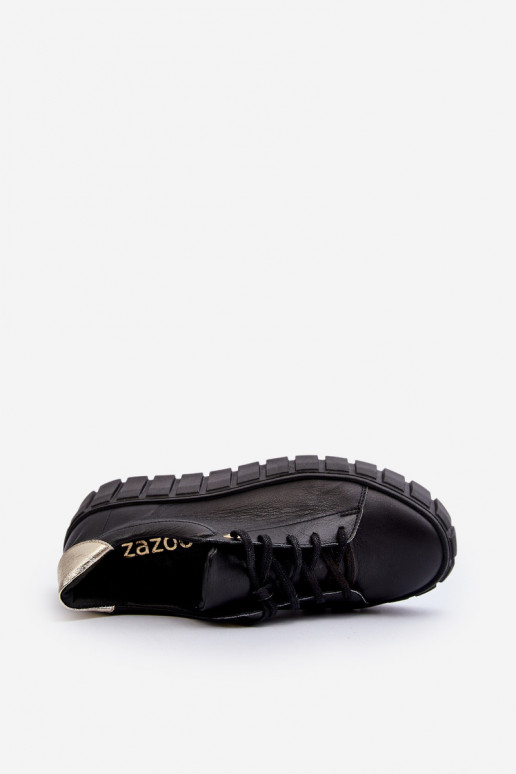 Zazoo 2919    apavi ar masīvu zoli Melns Zazoo 2919    apavi ar masīvu zoli Melns