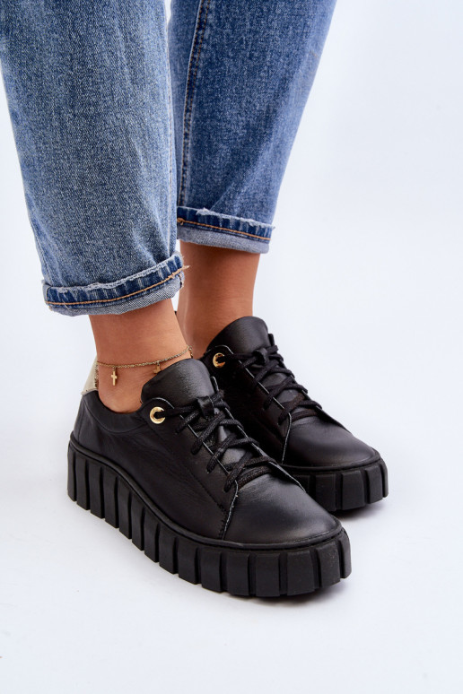 Zazoo 2919    apavi ar masīvu zoli Melns Zazoo 2919    apavi ar masīvu zoli Melns