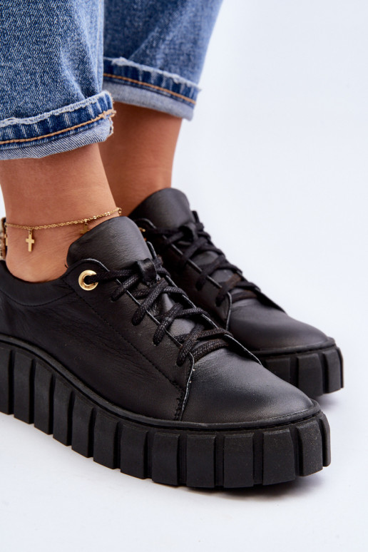 Zazoo 2919    apavi ar masīvu zoli Melns Zazoo 2919    apavi ar masīvu zoli Melns