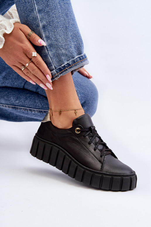 Zazoo 2919    apavi ar masīvu zoli Melns Zazoo 2919    apavi ar masīvu zoli Melns