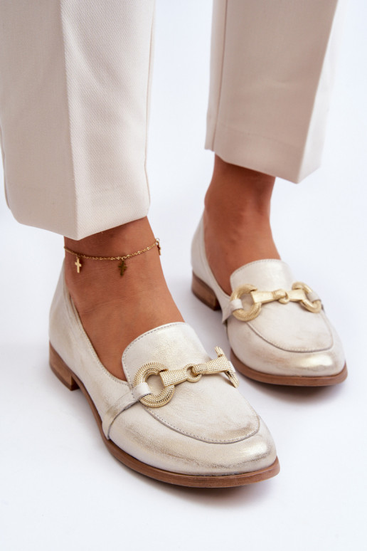 Zazoo 2880  Mokasīni   ar ornamentiem Zelta krāsas Zazoo 2880  Mokasīni   ar ornamentiem Zelta krāsas