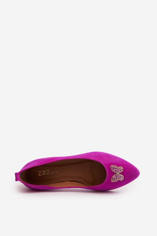 Zazoo 2887 Zamšādas balerīnas  m rozā krāsas Zazoo 2887 Zamšādas balerīnas  m rozā krāsas