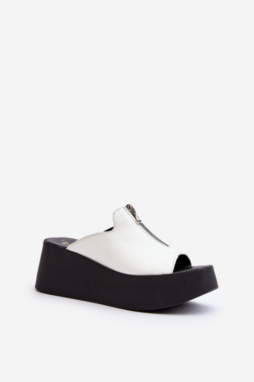 Zazoo 2916  Čības ar platformu ar rāvējslēdzējiem baltas krāsas Zazoo 2916  Čības ar platformu ar rāvējslēdzējiem baltas krāsas