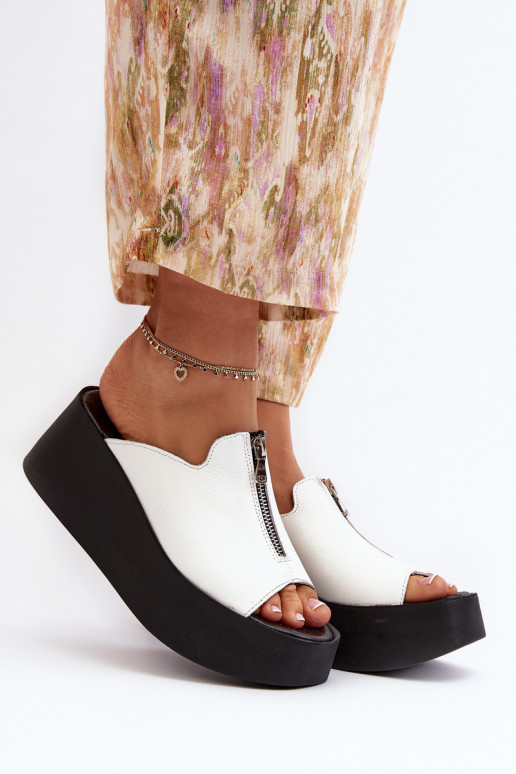 Zazoo 2916  Čības ar platformu ar rāvējslēdzējiem baltas krāsas Zazoo 2916  Čības ar platformu ar rāvējslēdzējiem baltas krāsas