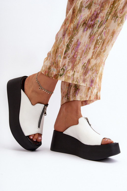 Zazoo 2916  Čības ar platformu ar rāvējslēdzējiem baltas krāsas Zazoo 2916  Čības ar platformu ar rāvējslēdzējiem baltas krāsas