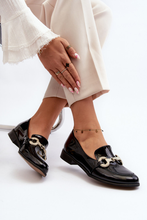 Zazoo 2880  Mokasīni Laque ar ornamentiem Melns Zazoo 2880  Mokasīni Laque ar ornamentiem Melns