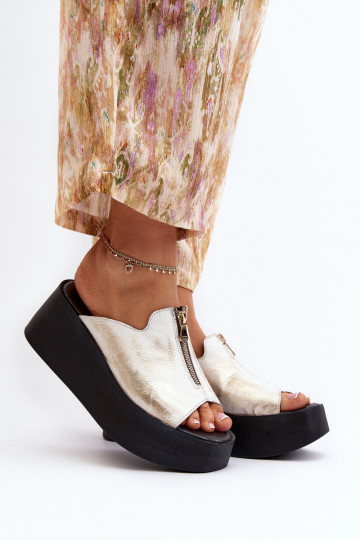 Zazoo 2916  Čības ar platformu ar rāvējslēdzējiem Zelta krāsas 2