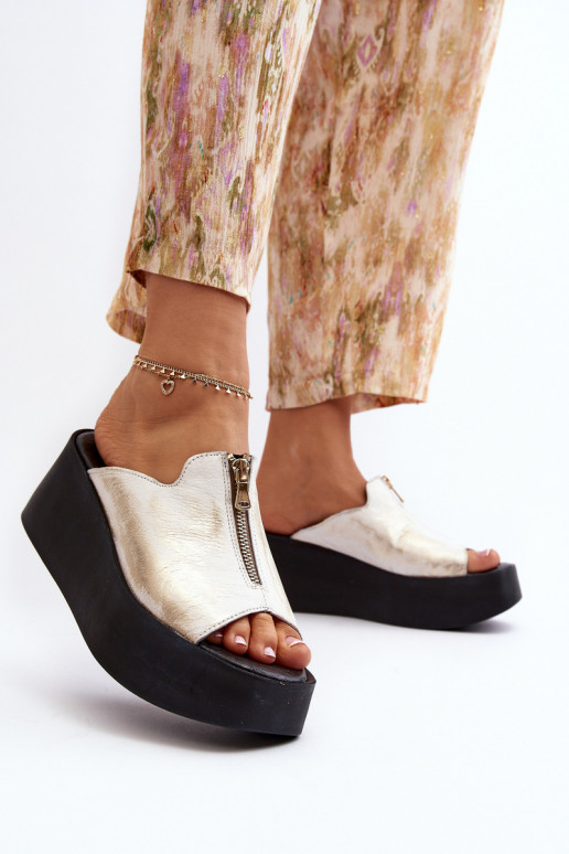 Zazoo 2916  Čības ar platformu ar rāvējslēdzējiem Zelta krāsas Zazoo 2916  Čības ar platformu ar rāvējslēdzējiem Zelta krāsas