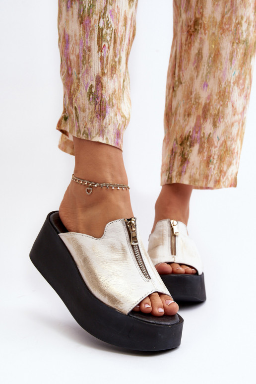 Zazoo 2916  Čības ar platformu ar rāvējslēdzējiem Zelta krāsas Zazoo 2916  Čības ar platformu ar rāvējslēdzējiem Zelta krāsas