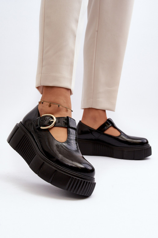 Zazoo 20102  Laque apavi ar platformu Melns Zazoo 20102  Laque apavi ar platformu Melns