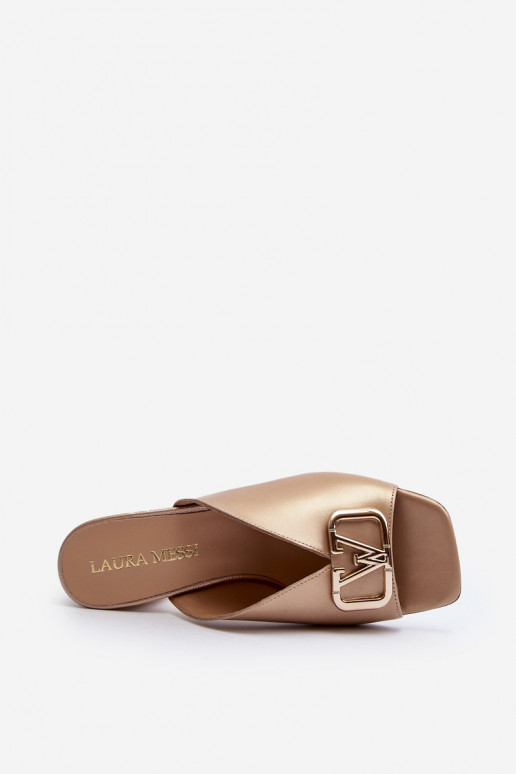 Eleganta stila sieviešu čības ar papēdi Laura Messi 2771 Zelta krāsas