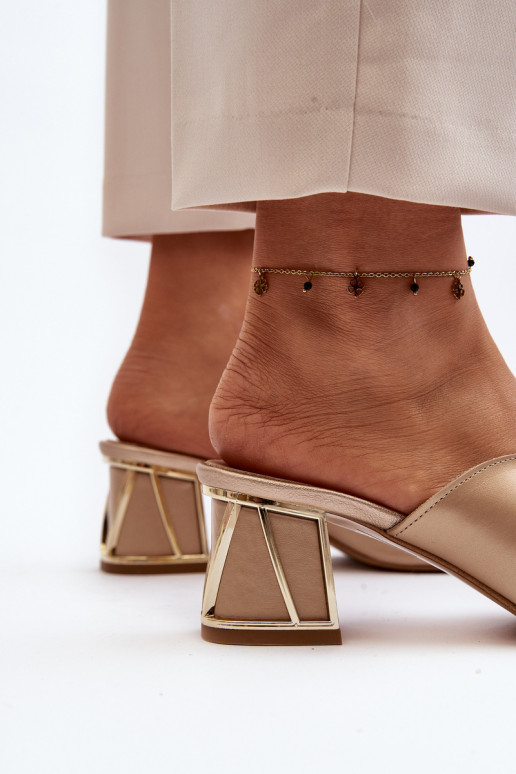 Eleganta stila sieviešu čības ar papēdi Laura Messi 2771 Zelta krāsas