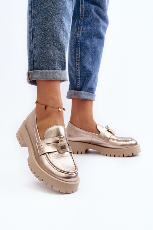 apavi Mokasīni ar ornamentiem CheBello 4291 Zelta krāsas   apavi Mokasīni ar ornamentiem CheBello 4291 Zelta krāsas