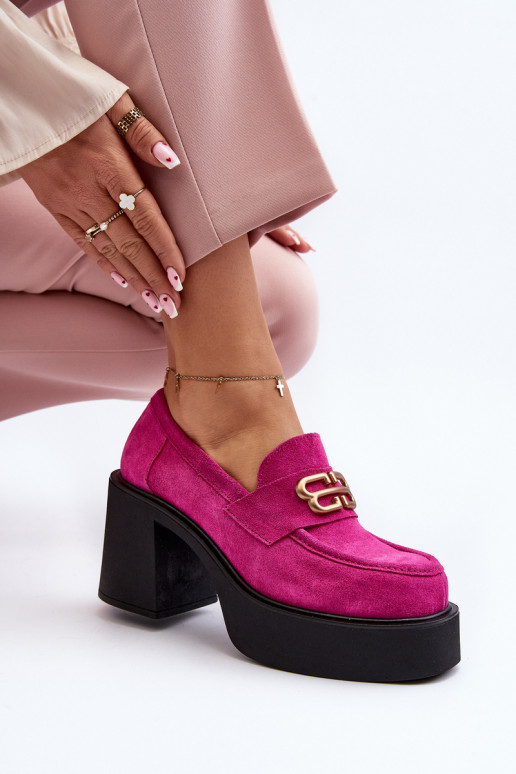 Zazoo 20170 apavi zamšādas  ar papēdi rozā krāsas Zazoo 20170 apavi zamšādas  ar papēdi rozā krāsas